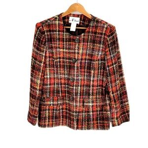 N Touch Women's Sz. 16 Tweed Blazer Jacket Button Lined Coat Autumn Fall Colors